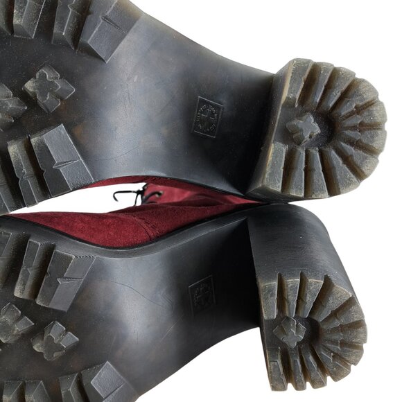 Dr Martens Kendra Platform Heeled Lace Up Boots Size 11 Wine Red Combat Leather - Picture 9 of 14